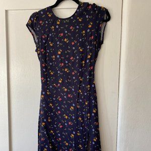 Reformation Floral Mini Dress with Slit /Open Back
